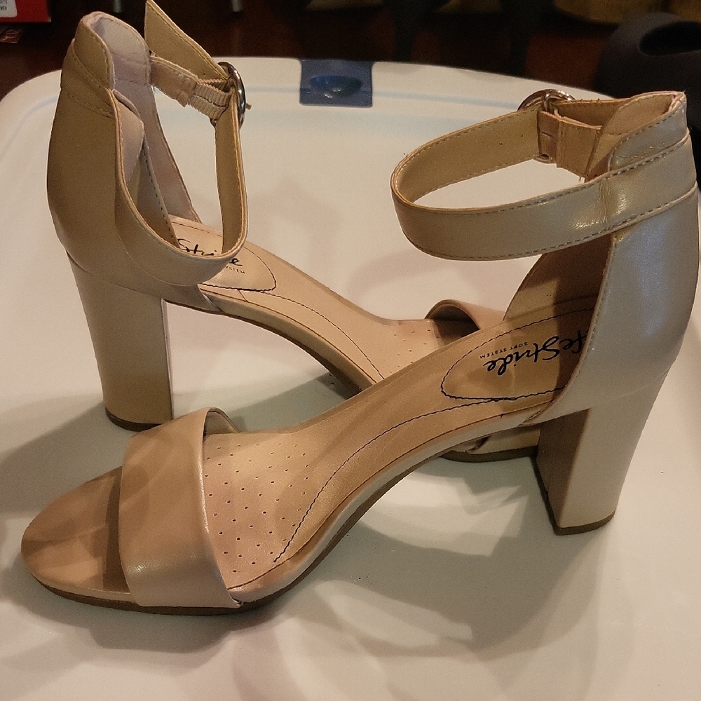 Life Stride Nude Ankle Strap Heels